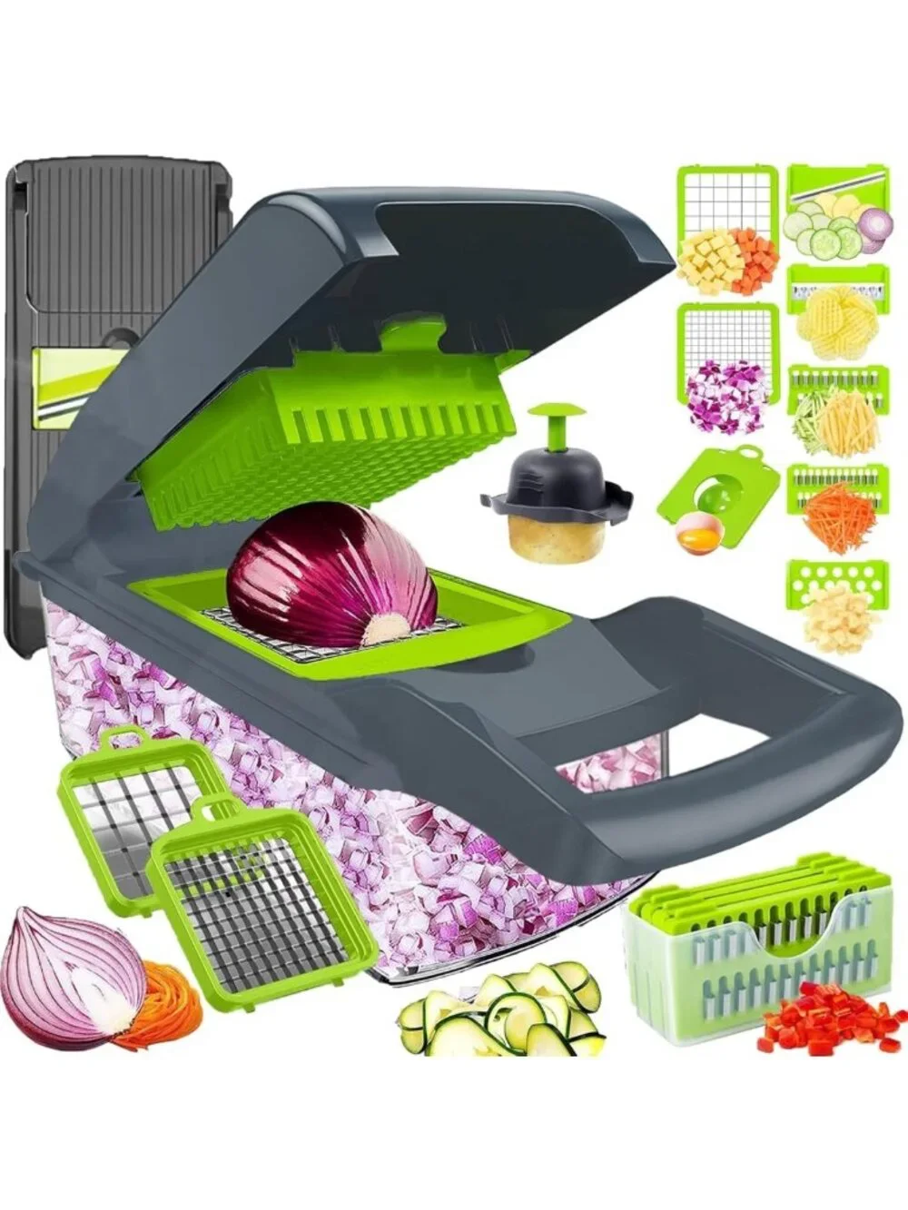 16-in-1 Vegetable Chopper & Mandoline Slicer | Food Prep Tool, Onion Dicer